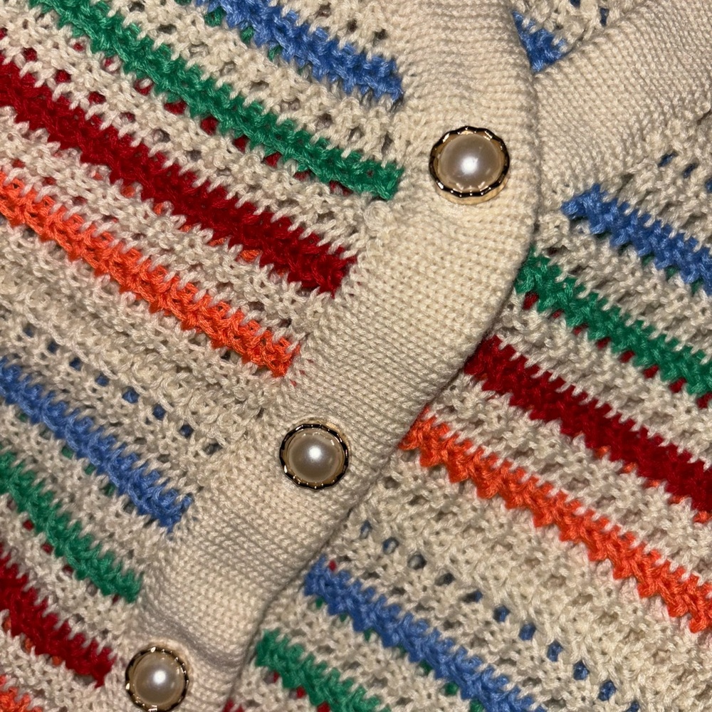 Striped Multicolor Button-Up Sweater - Picture 3 of 6